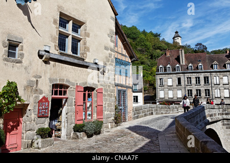 Frankreich, Creuse, Aubusson, mittelalterliche Brücke, Dachterrasse Bezirk Stockfoto