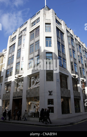 Fassade des Louis Vuitton Stores in der New Bond Street, London. Stockfoto