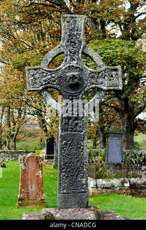 Großbritannien, Schottland, Inneren Hebriden, Insel Islay, Kildalton Kirche an der Ostküste, die keltische Kildalton Cross geschnitzt Stockfoto