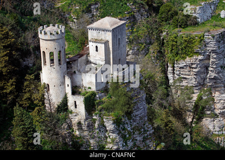 Toretta di Pepoli, Pepoli Turmburg in Erice, Sizilien, Italien Stockfoto