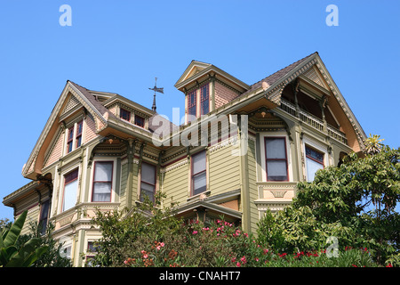 USA, California, Los Angeles, viktorianischen Stil Häuser stammt aus den späten 1880er Jahren in der Nähe von Bunker Hill Stockfoto