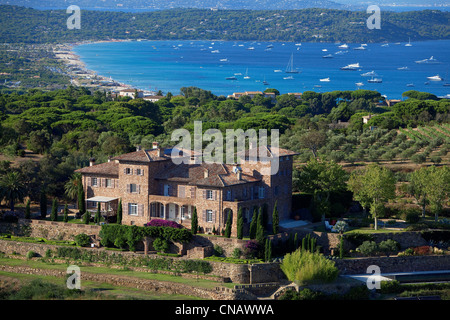 Frankreich, Var, Ramatuelle, Halbinsel Saint Tropez, Cap Camarat (Luftbild) Stockfoto