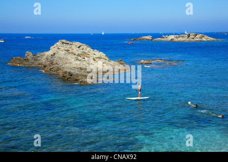 Frankreich, Var, Six Fours Les Plages, Embiez Archipel, Embiez Insel Strand deutschen Stockfoto