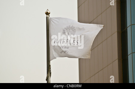 Raffles Unternehmen Flagge im Raffles Hotel, Dubai, Vereinigte Arabische Emirate Stockfoto