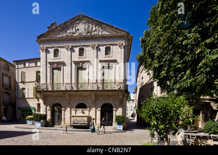 Frankreich, Herault, Pezenas, Hotel des Konsuln Mansion in Place Gambetta und seine Brunnen Stockfoto