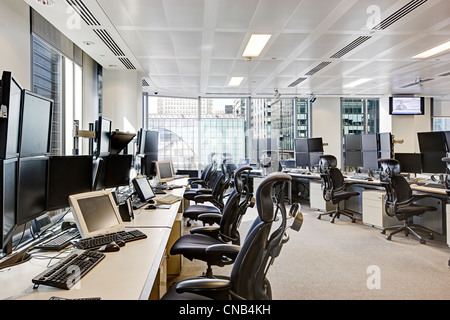 Handel Schreibtische Stadt London Canary Wharf Büro bank Stockfoto