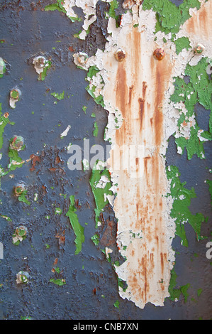 Farbe und Rost über das alte Öl-tanks, Former Grytviken Walfang-Station, Südgeorgien Stockfoto