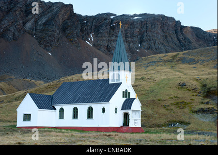 Whaler es Kirche, ehemalige Grytviken Walfangstation, Süd-Georgien Stockfoto