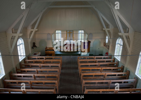 Whaler es Kirche, Innenraum, ehemalige Grytviken Walfangstation, Süd-Georgien Stockfoto