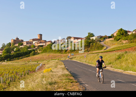 Frankreich, Rhone, das mittelalterliche Dorf Oingt beschriftet schönsten Dörfer Frankreichs Stockfoto