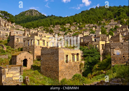 Kayaköy (Kayakoy) oder Karmylassos, einen verlassenen griechischen Austausch Dorf von 1923 8km von Fethiye in der Türkei Stockfoto