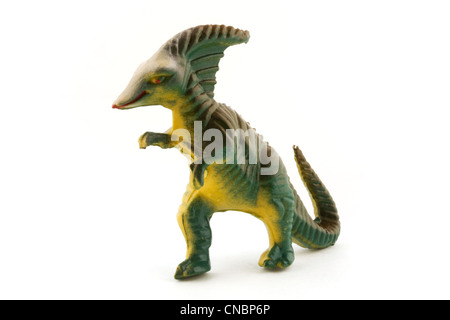 Spielzeug aus Kunststoff Dinosaurier über weiß Stockfoto