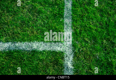 Sport-Linien gemalt auf einer grünen Wiese spielen. Stockfoto