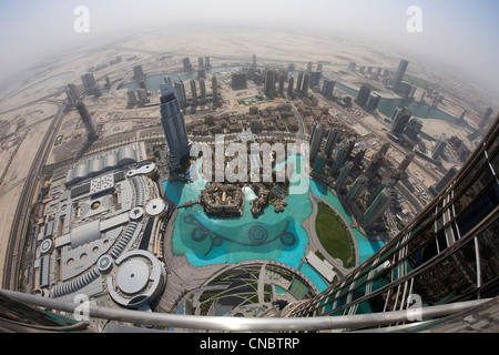 Ein Blick auf Downtown Dubai Bereich aus dem Blickwinkel des Buri Khalifa Tower (Dubai - Vereinigte Arabische Emirate). Stockfoto