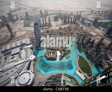 Ein Blick auf Downtown Dubai Bereich aus dem Blickwinkel des Buri Khalifa Tower (Dubai - Vereinigte Arabische Emirate). Stockfoto