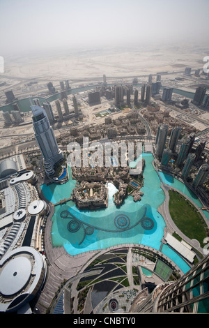 Ein Blick auf Downtown Dubai Bereich aus dem Blickwinkel des Buri Khalifa Tower (Dubai - Vereinigte Arabische Emirate). Stockfoto