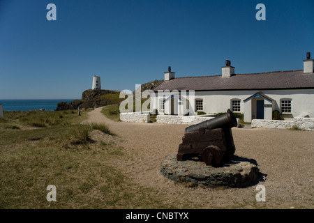 Fliegeruhr Cottages auf Llanddwyn Island, Anglesey Stockfoto