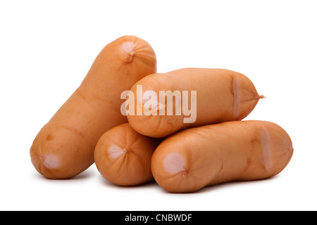 Würstchen aus Schweinefleisch isoliert auf weißem Hintergrund Stockfoto