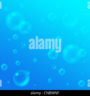 Klar Seife oder Luft sprudelt Textur über eine Aqua blau Hintergrund. Stockfoto