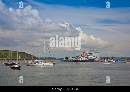 RRS James Cook ist eine britische Royal Forschungsschiff gesehen hier in Falmouth Harbour, Cornwall, England, UK Stockfoto