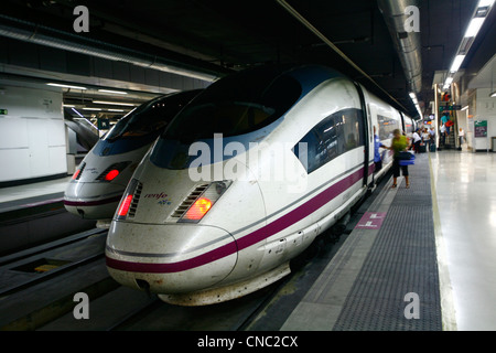 Spanien, Katalonien, Barcelona, Hochgeschwindigkeitszug (AVE) an der Sants-station Stockfoto