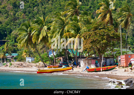 St. Lucia, Angelboote/Fischerboote in Soufrière Stockfoto