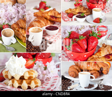 Eine Collage aus verschiedenen Fotos repräsentieren Frühstück Stockfoto