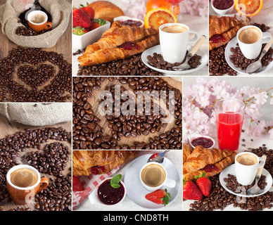 Eine Collage aus verschiedenen Fotos repräsentieren Frühstück Stockfoto