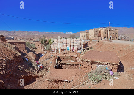 Lehmhäuser in der Nähe der Kasbah Telouet Stockfoto