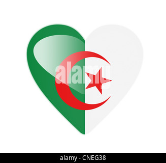 Algerien 3D herzförmige Flagge Stockfoto
