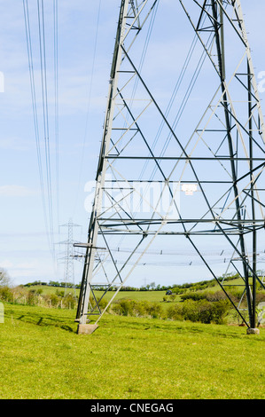 Pylone, die Dehnung durch offene Landschaft Stockfoto