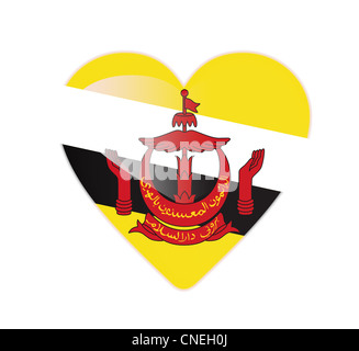 3D herzförmige Flagge Brunei Stockfoto