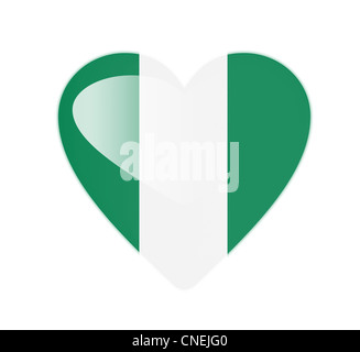 Nigeria 3D herzförmige Flagge Stockfoto