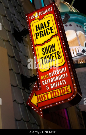 Zeichen für den Ticketverkauf, Las Vegas, Nevada, USA Stockfoto