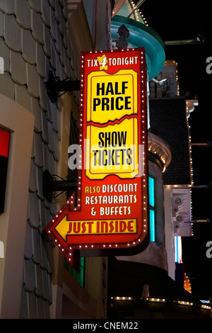 Zeichen für den Ticketverkauf, Las Vegas, Nevada, USA Stockfoto