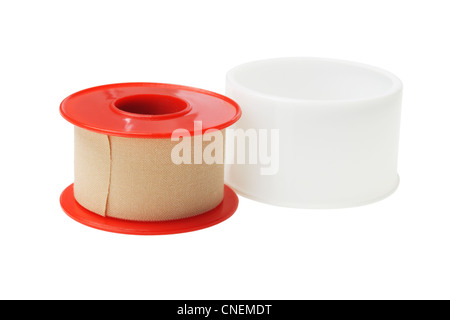 Rolle der medizinischen Heftpflaster auf weißem Hintergrund Stockfoto