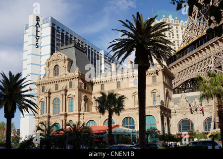 Ansicht von Ballys und Paris Hotel, Las Vegas Strip, Nevada, USA Stockfoto