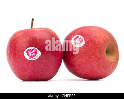 Pink Lady Äpfel isoliert Stockfoto