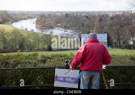 Künstler malen Szene von Richmond Hill gesehen Stockfoto