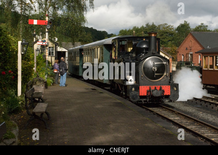 "Der Graf" Dampflok zieht es ist Zug von Welshpool in Llanfair Cereinion station Stockfoto