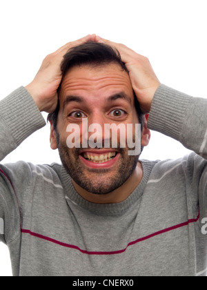Porträt eines glücklich jungen Mannes mit Bart, Blick in die Kamera Stockfoto