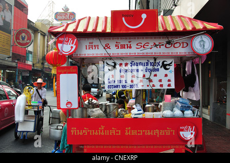 Straße Meeresfrüchte Stall, Yaowarat Straße (Chinatown), Samphanthawong Bezirk, Bangkok, Thailand Stockfoto