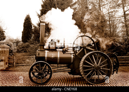 Dampf-Zugmaschine viktorianischen England Sepia getönt Bild Stockfoto