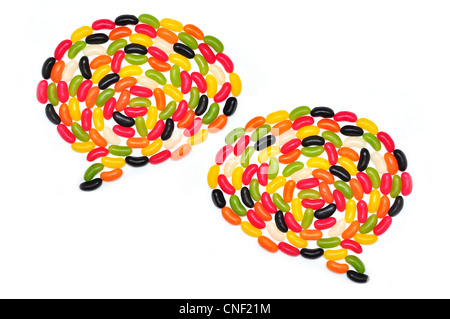 Jelly Beans zwei Sprechblasen Blase sprechen Social Network networking verbinden Beziehungen sprechen sprechen Farbe einfarbig Stockfoto