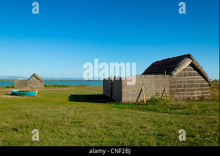 Fisher Blockhaus, Teich von Canet, Saint Cyprien, Pyrenäen Orientales, Languedoc-Roussillon, Frankreich Stockfoto