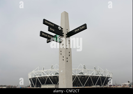 Ein Zeichen Posten außerhalb der Londoner Olympiastadion Stockfoto