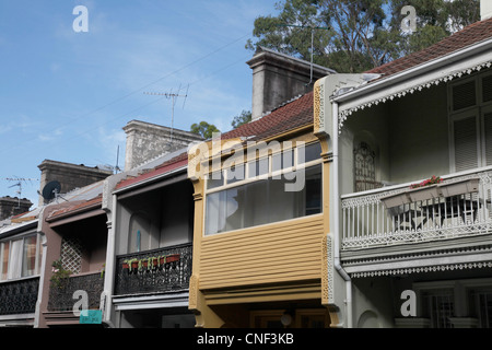 Viktorianische Architektur in Paddington und Oxford St., Sydney, Australien Stockfoto