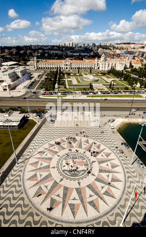 Blick von oben auf das Denkmal der Entdeckungen Belem von Lissabon Portugal Europa Stockfoto