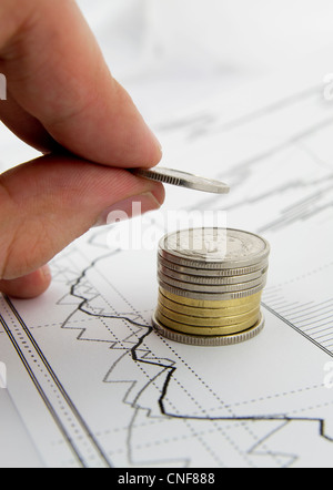 Münzen-Stack betriebswirtschaftlichen Hintergrund Stockfoto