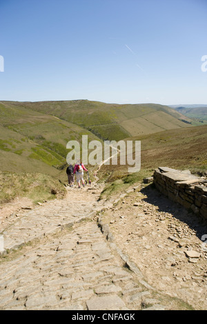 Blick von der Pennine Way am Rande der Kinder Scout im Peak District in Derbyshire Jacobs Ladder Stockfoto